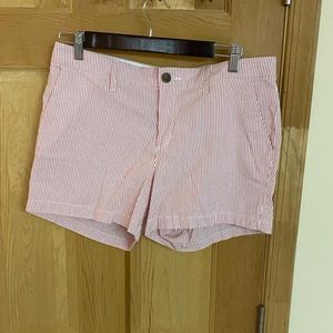 Red and white pin stripped shorts 3.5 in
